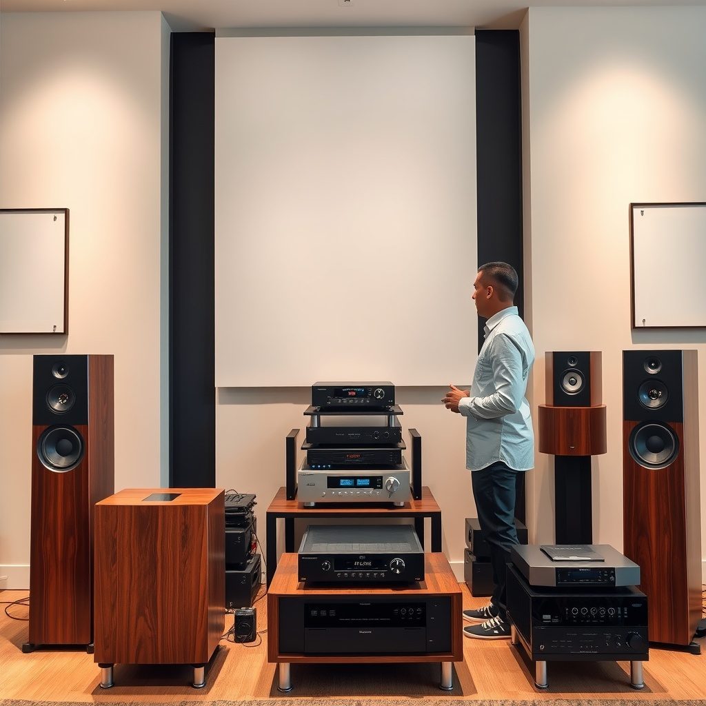 Showroom interior showcasing audio equipment
