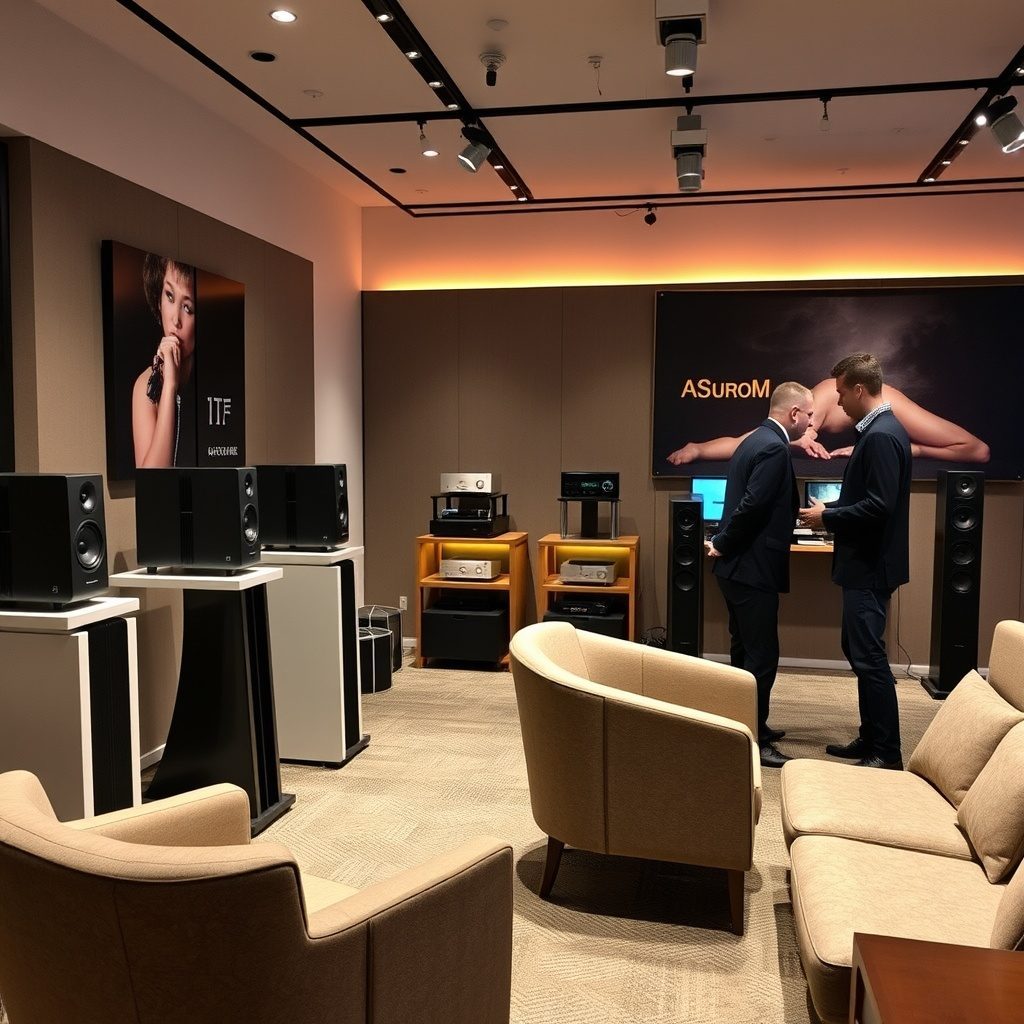 High-fidelity audio equipment in showroom