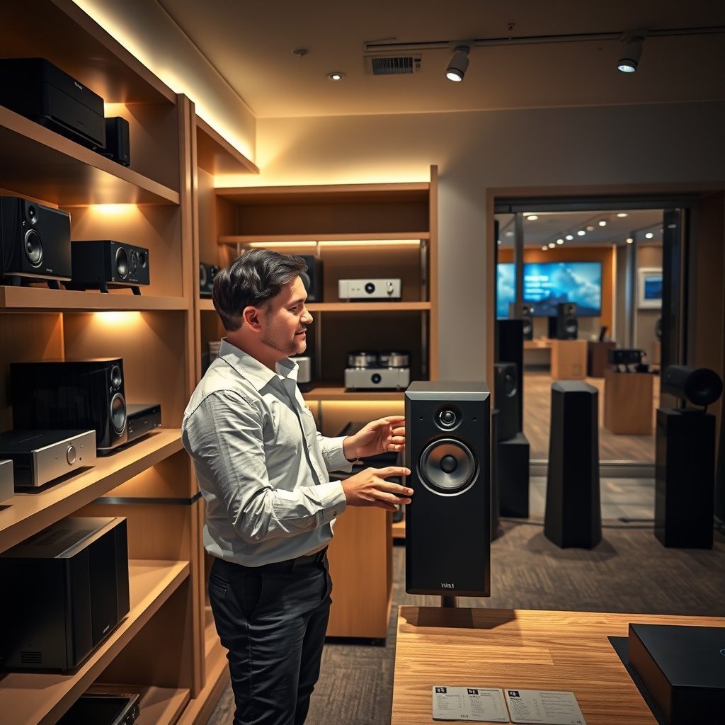 Home stereo setup in a listening room