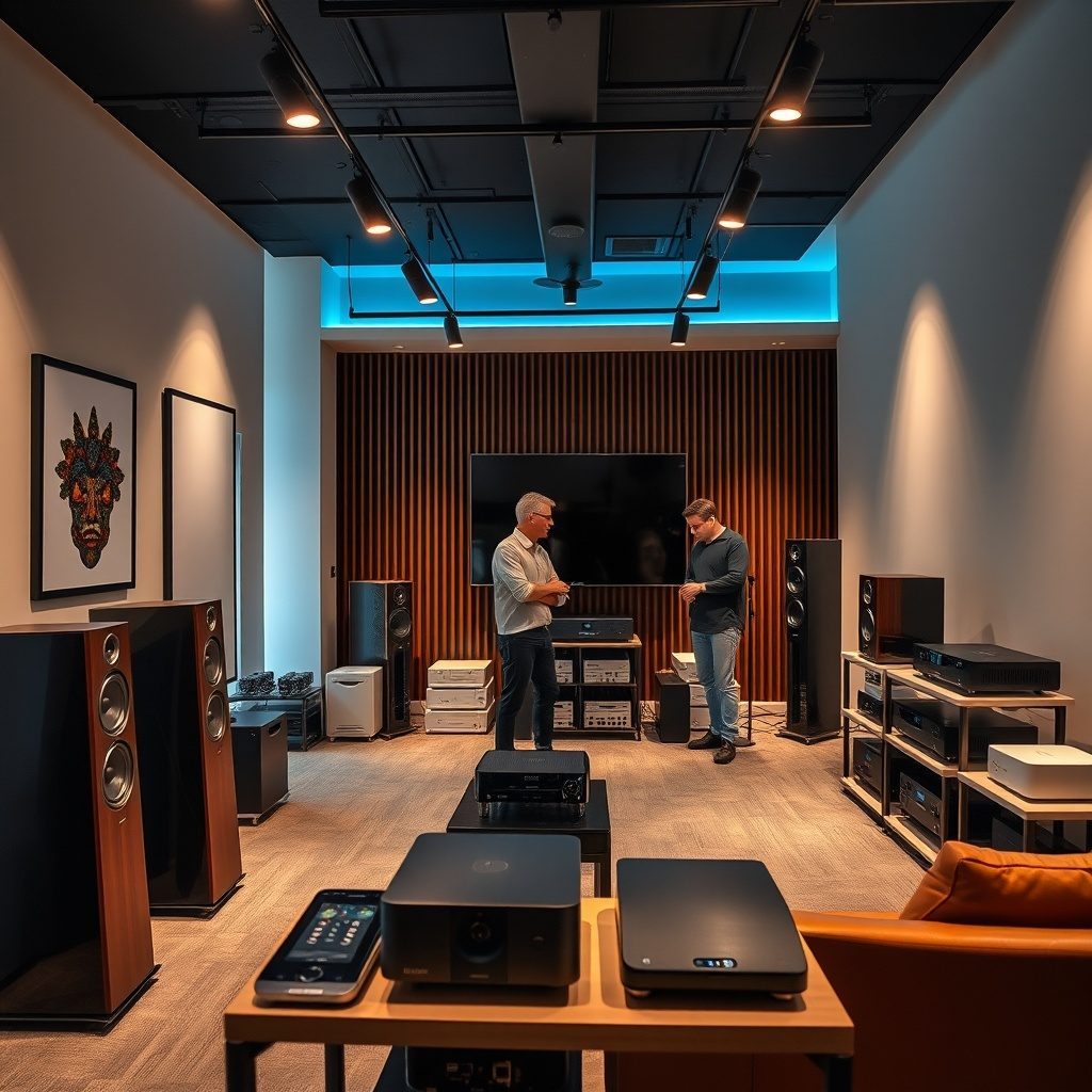 Showroom with high-end audio equipment